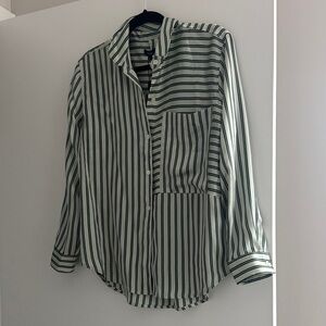 Rails Striped Button-Down Shirt - green & Dark Green